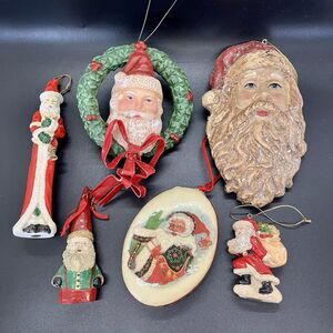 Vintage Lot Of 6 Old World Santa Claus Christmas Ornaments Traditional Style